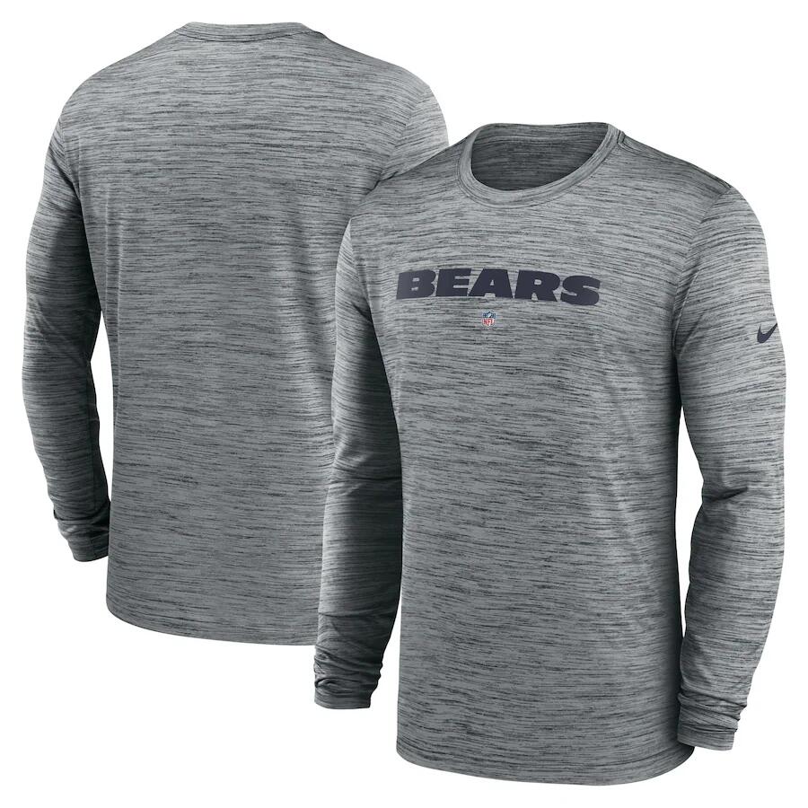 Men's Chicago Bears Heather Gray Sideline Team Velocity Performance Long Sleeve T-Shirt Men's Chicago Bears Heather Gray Sideline Team Velocity Performance Long Sleeve T-Shirt